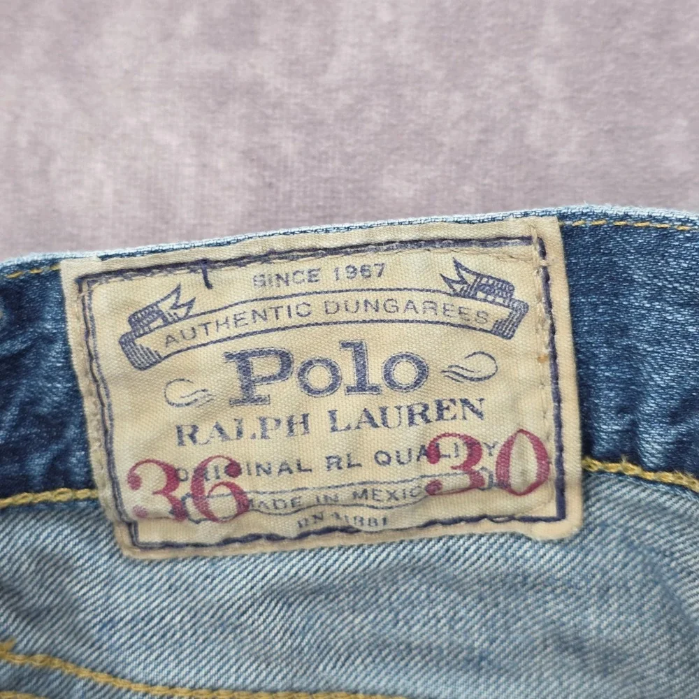 Polo Ralph Lauren Selvedge Jeans Mens 36x30 Straight Leg Medium Wash Fits 40x31